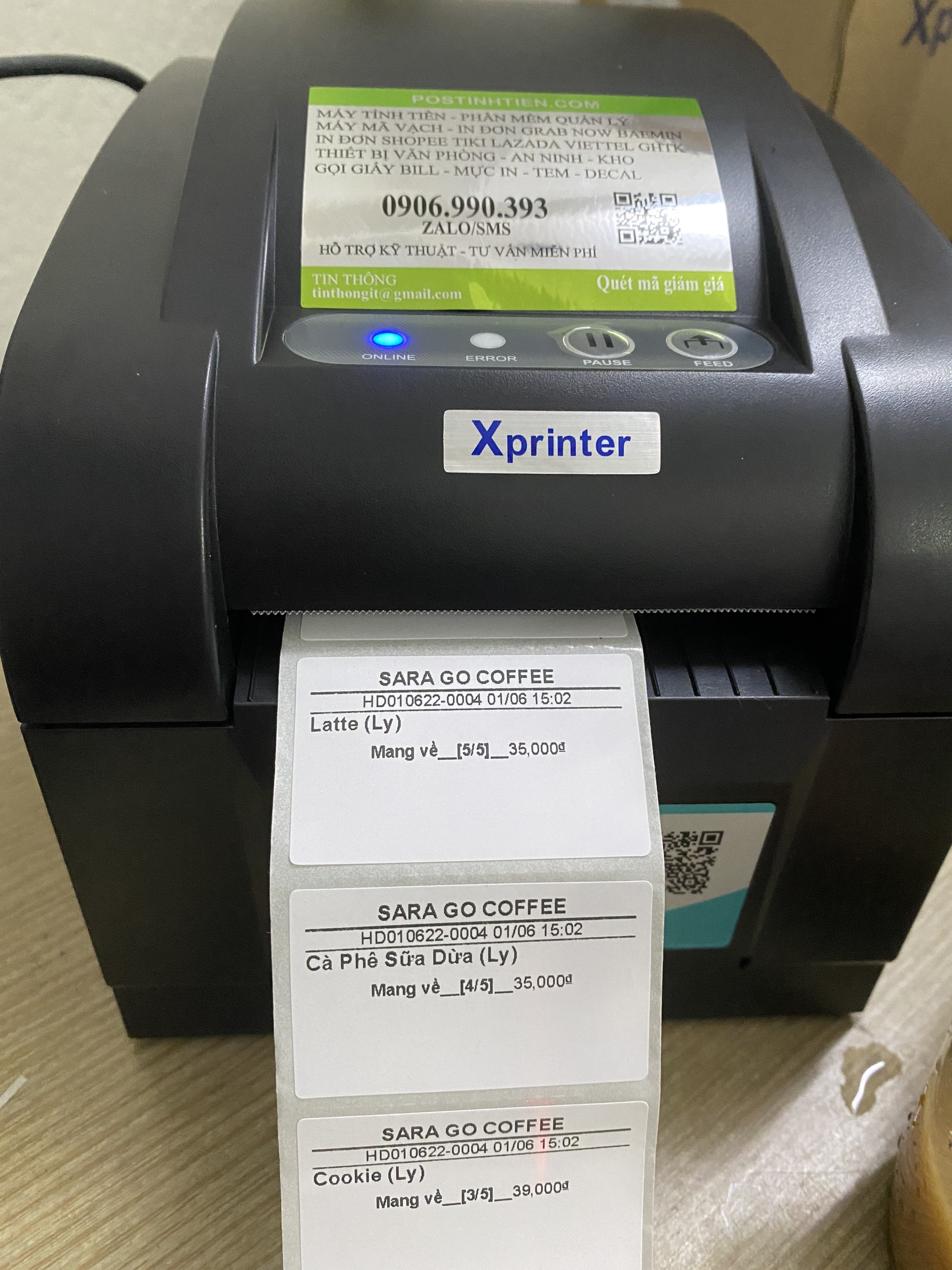 Máy In tem Xprinter XP- 350B Chuyên Dùng Cho Trà Sữa