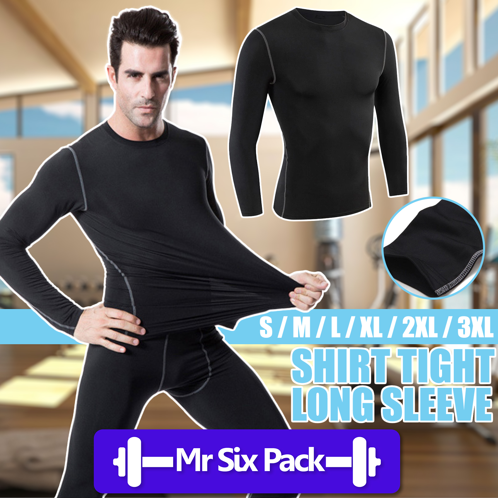 S - 3XL Unisex Gym Running Fitness Adult Tight Sport Shirt Long Sleeve  Inner Compression Wear Baju Sukan Lengan Panjang