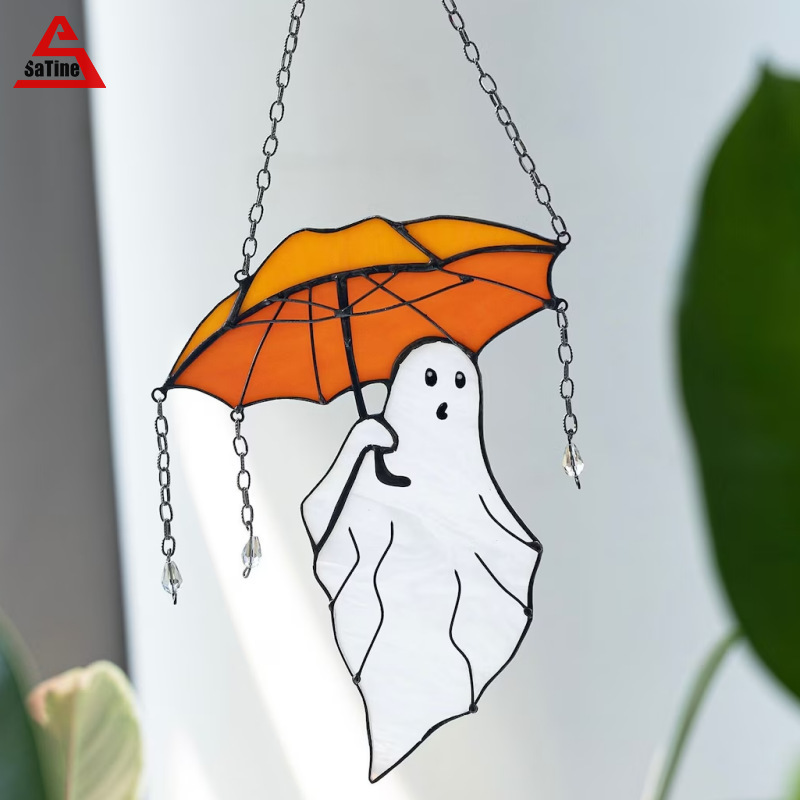 Mysterious and funny umbrella ghost hanging Halloween decoration
