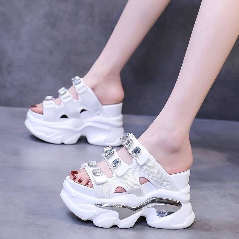 Dép đế cao 12cm, dép độn đế quai vải (hàng hộp)