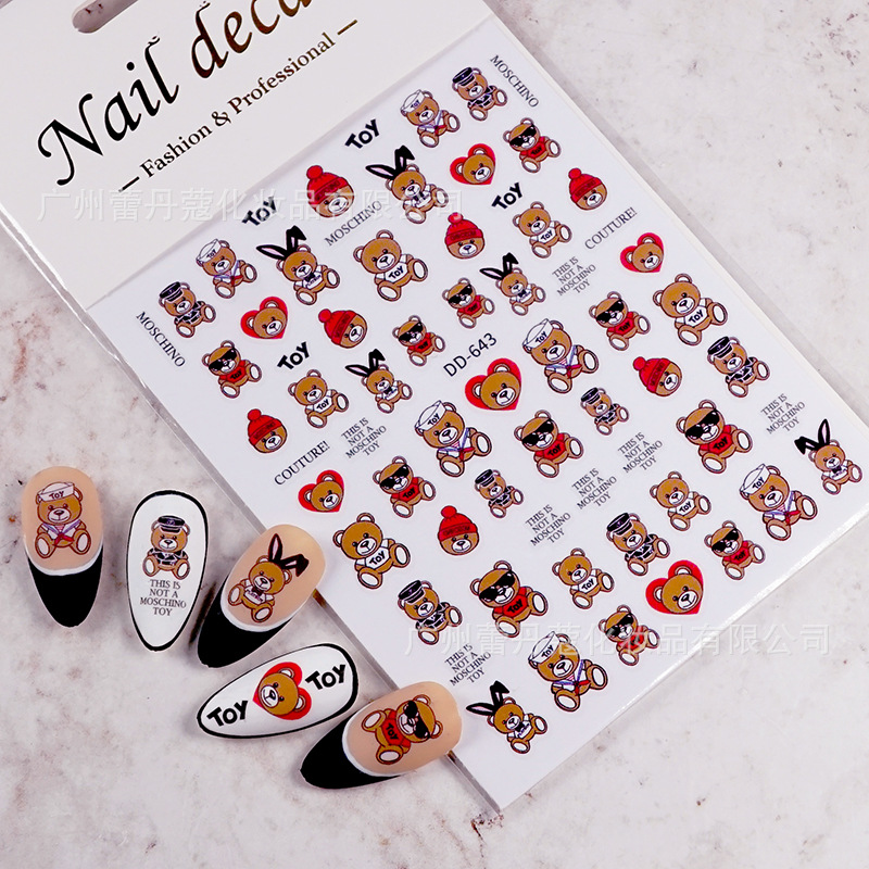 Sticker 3D Bé Gấu MOSCHINO | Hình Dán Móng Tay