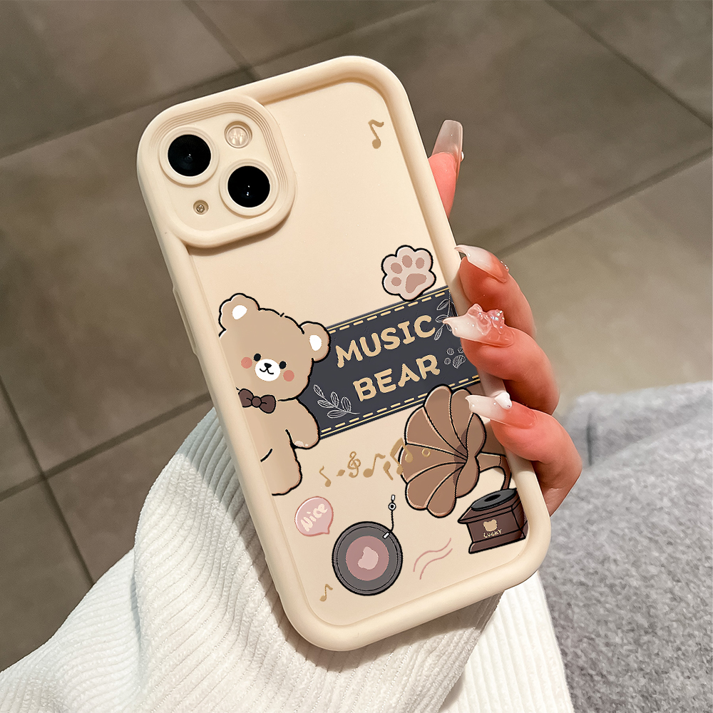 UCUC for Infinix Note 40 Back Cover Love Music Bear Ladder Camera Soft Rubber Phone Case. 