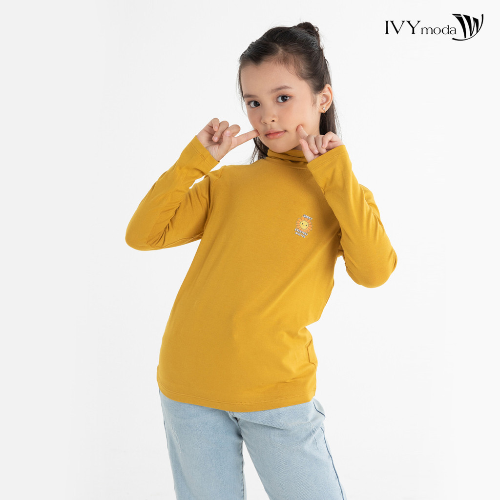 Áo thun bé gái cổ lọ IVY moda MS 58G1575