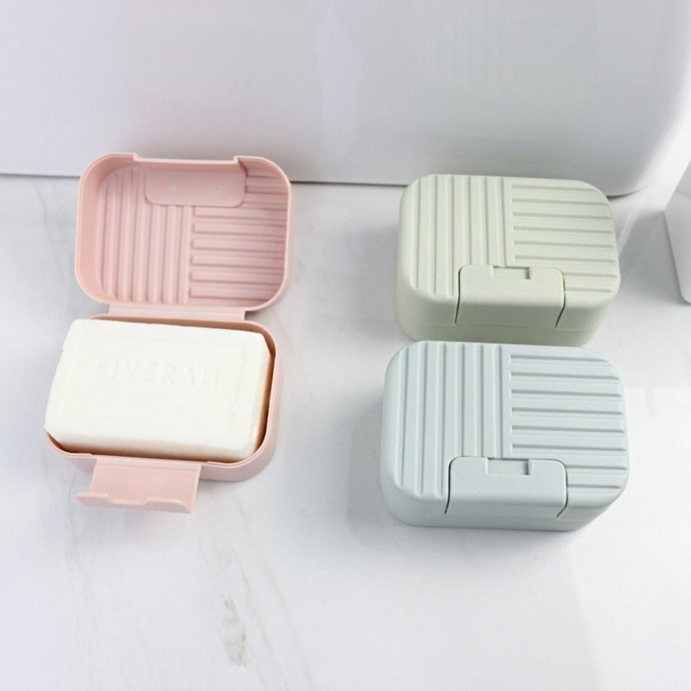 CBT 3PCS Portable Easy Drain with Lid 3 Colors Bar Soap Holder Travel