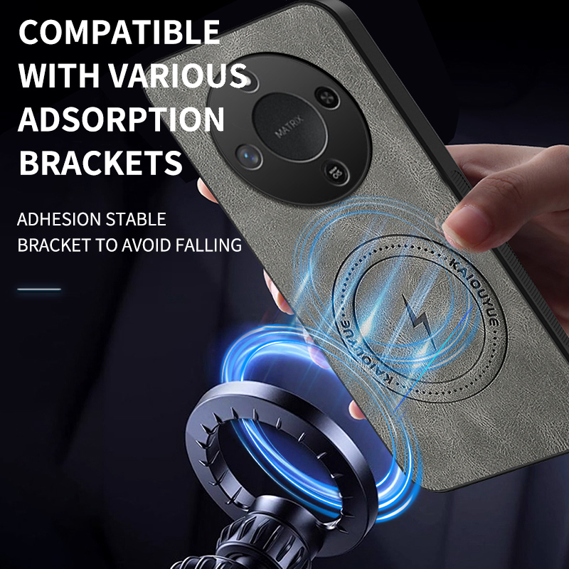 lthmy for Honor X9d 5G Supports Magnetic Wireless Charging Casing Retro Leather Phone Case Protection Shockproof Soft Bumper Cases Back Cover.