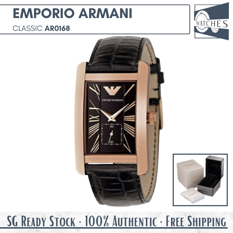 SG LOCAL) Emporio Armani AR0168 Classic Rectangular Quartz Leather Strap  Men Watch | Lazada Singapore