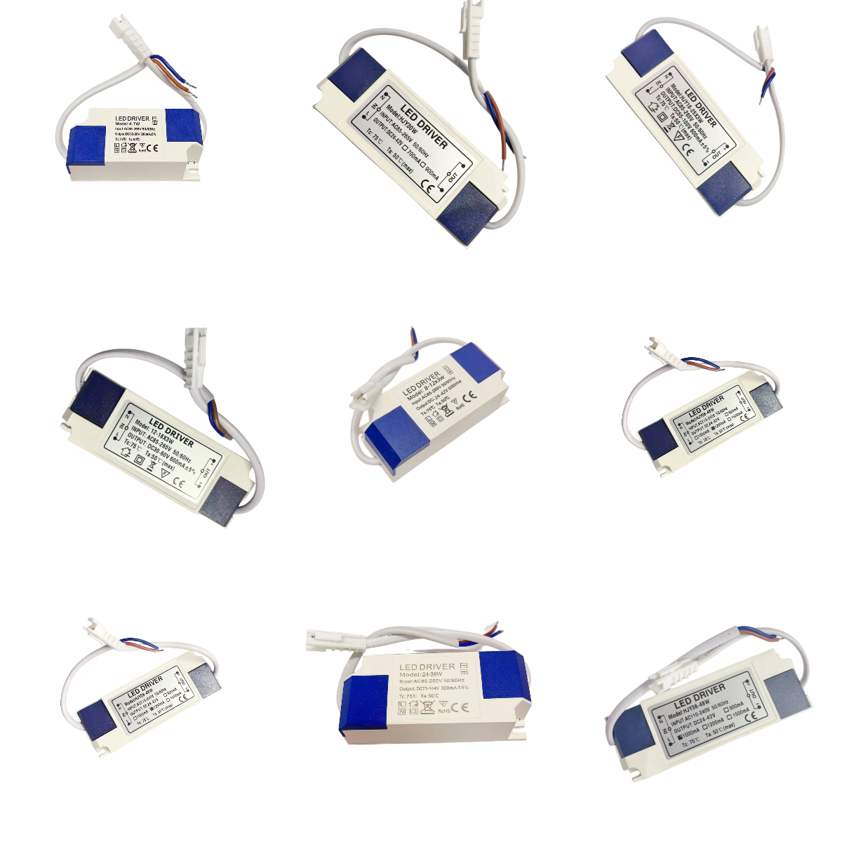 BlueSky LED Driver Power Supply, Constant Current Isolation Wide Voltage Driver Power Supply, Suitable for Lamps, 1-3W, 3-5W, 4-7W, 6-9W, 8-12W, 12-21W, 18-24W , 24-36W, 30W, 36-48W, 36-54W, 54-75W