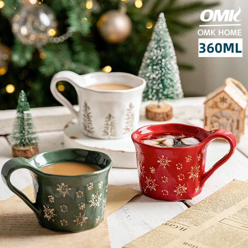 Omk 360ml cốc cà phê Cốc giáng sinh Bộ đồ ăn bằng gốm trang trí Giáng sinh