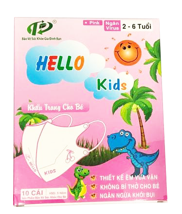 [HCM]Khẩu trang 3D Hello Kids cho bé (hộp 10 cái) - Màu Hồng