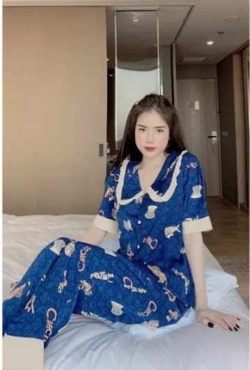 Đồ Bộ Pijama ngắn tay vải lụa Mango freesze dưới 55kg