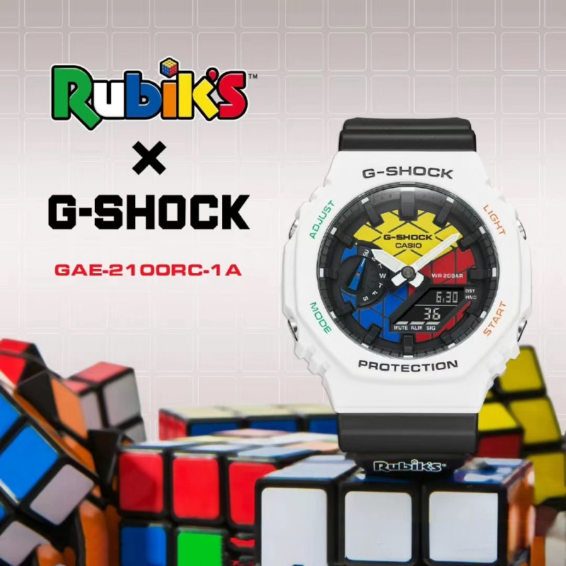 Casio GAE-2100 nam giới và đồng hồ thể thao nữ G-SHOCK & Rubiks Rubik's Cube Đồng nhãn hiệu Rubik's Cube