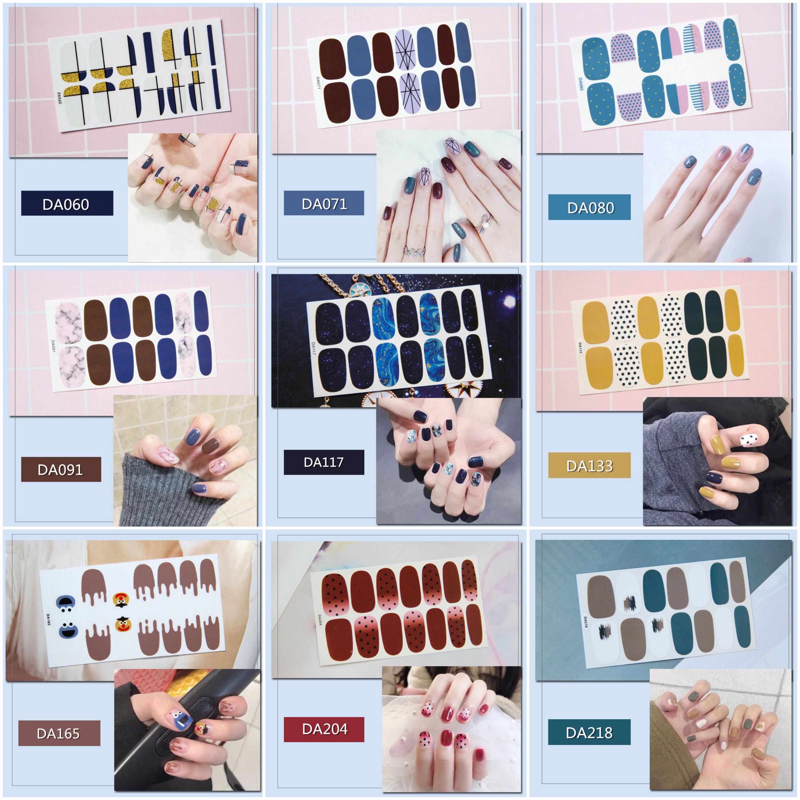 Set miếng dán móng tay nghệ thuật màu xanh (Nail wraps / Nail stickers) P1