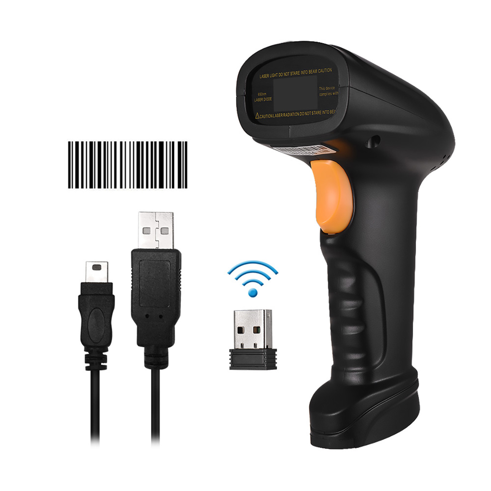 Aibecy 2-in-1 2.4G Wireless Barcode Scanner & USB Wired Barcode Scanner Handheld 1D Bar Code Scanner Reader Storage up to 120000 Bar Code with Rechargeable Battery Mini USB Receiver USB Cable for Computer Laptop