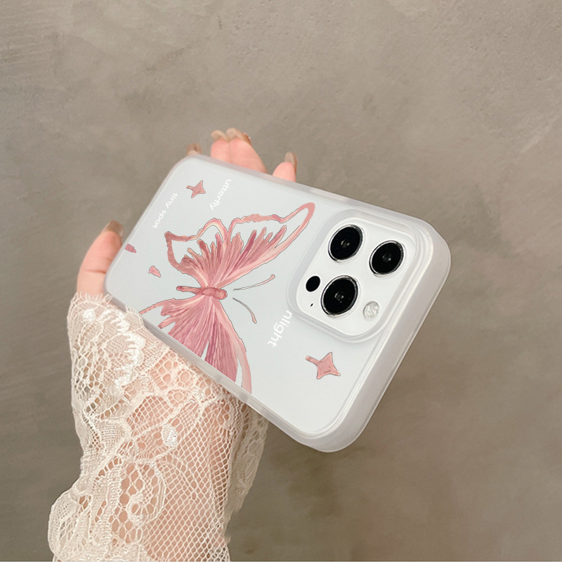 Clear Phone Case For Iphone 16 With Pink Butterfly Pattern Design_voghion.com