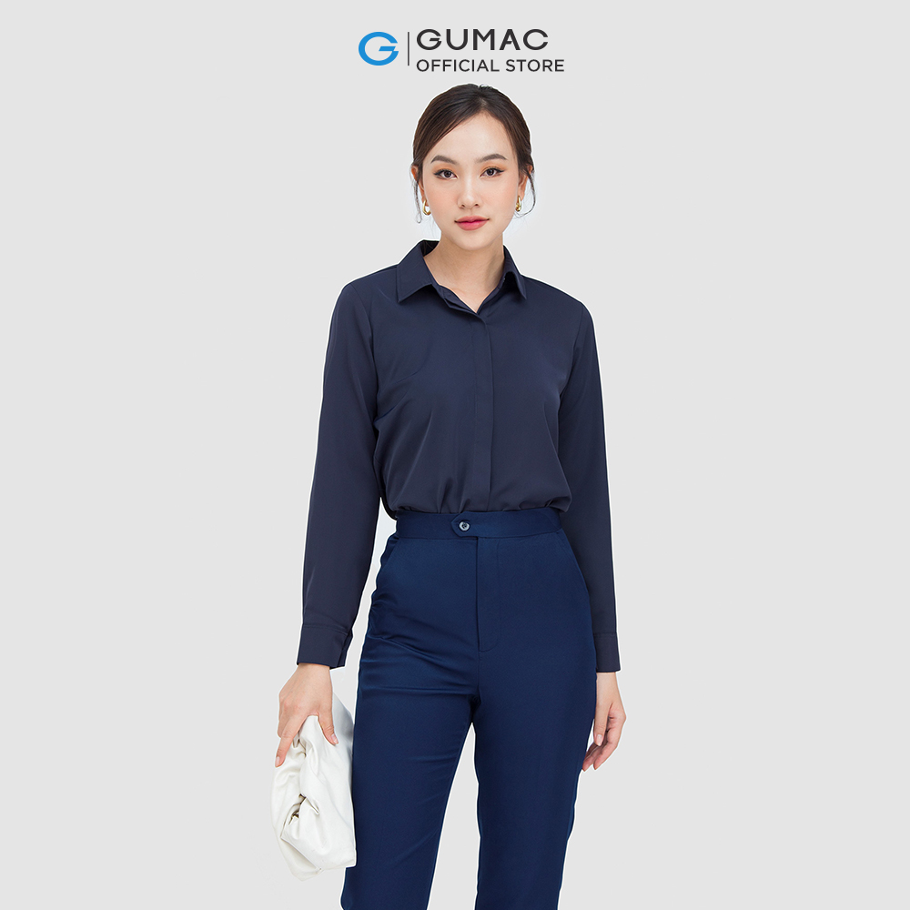 Áo sơ mi nữ GUMAC AC05004 lụa mango giấu nút