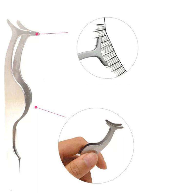 1pc Eyelash Tweezers Beauty Tools Multifunction Stainless Auxiliary Curler False Eyelash Extensions Clip Applicator Accessories