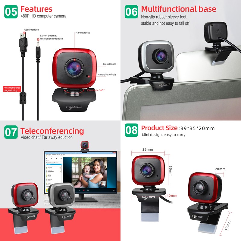 Webcam HXSJ A849 Silver cho máy tính