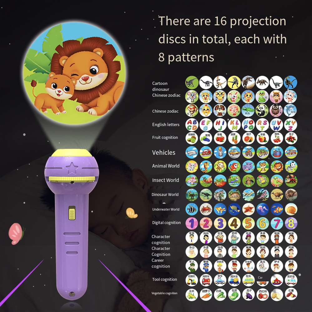 Creativity Toy 128 Patterns Children Projector Flashlight Early ...