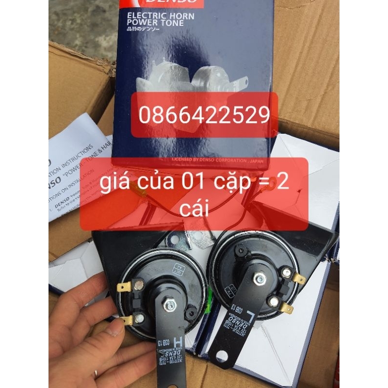 Cặp còi sên, kèn sên den so 12v hoặc 24v kèm rắc cho ô tô, xe máy, xe ba gác