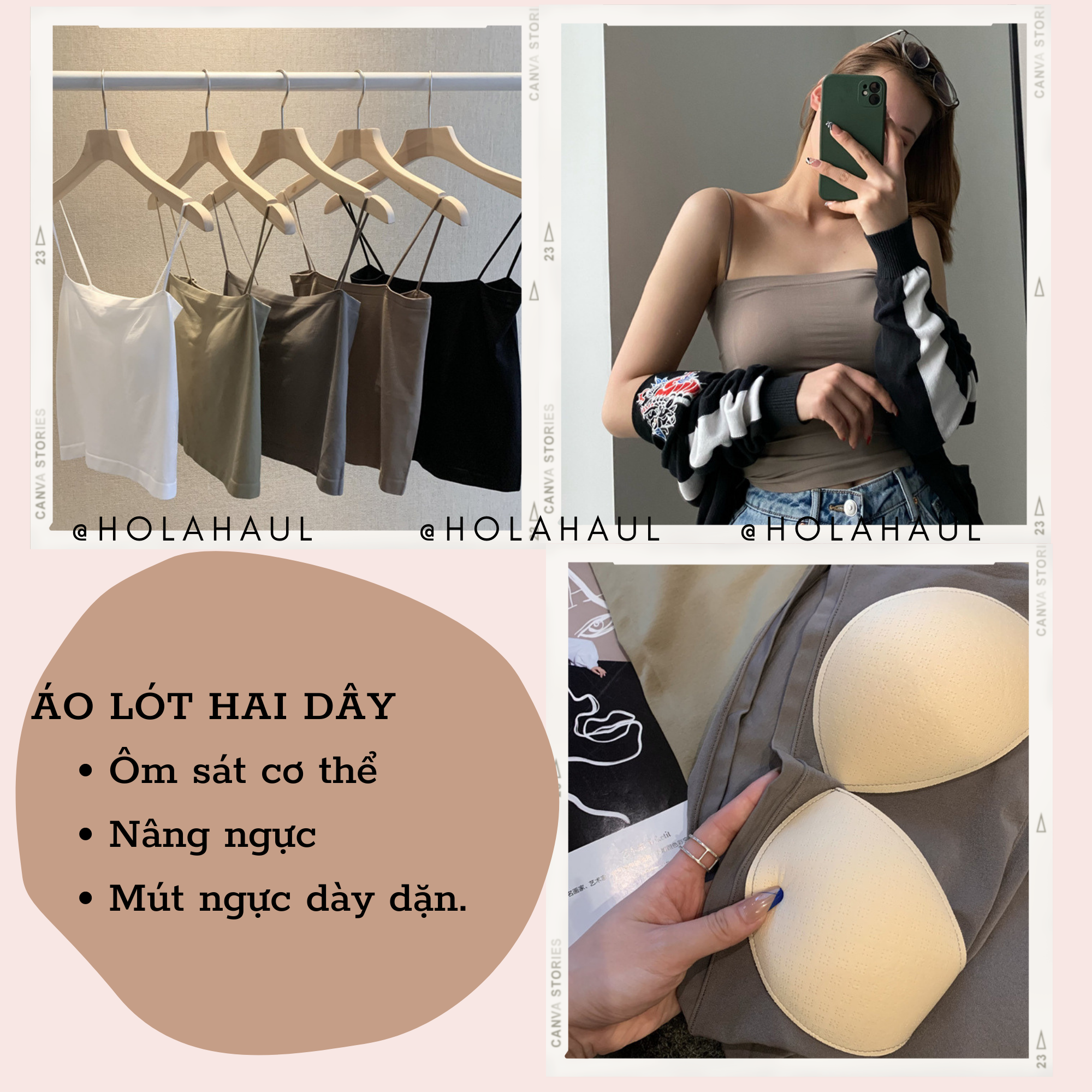 Áo lót 2 dây có đệm ngực mặc áo Blazer