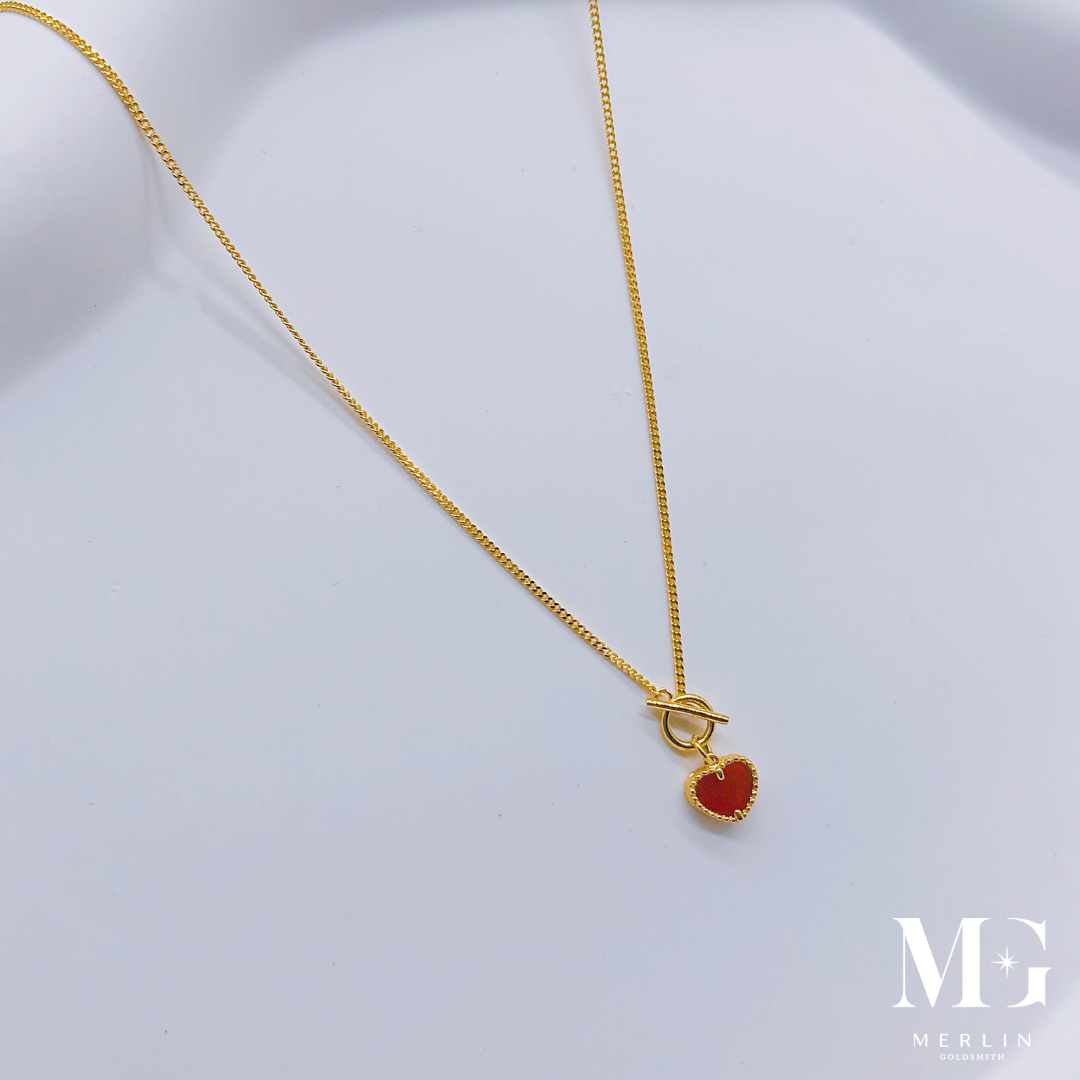 Red hot sale necklace gold