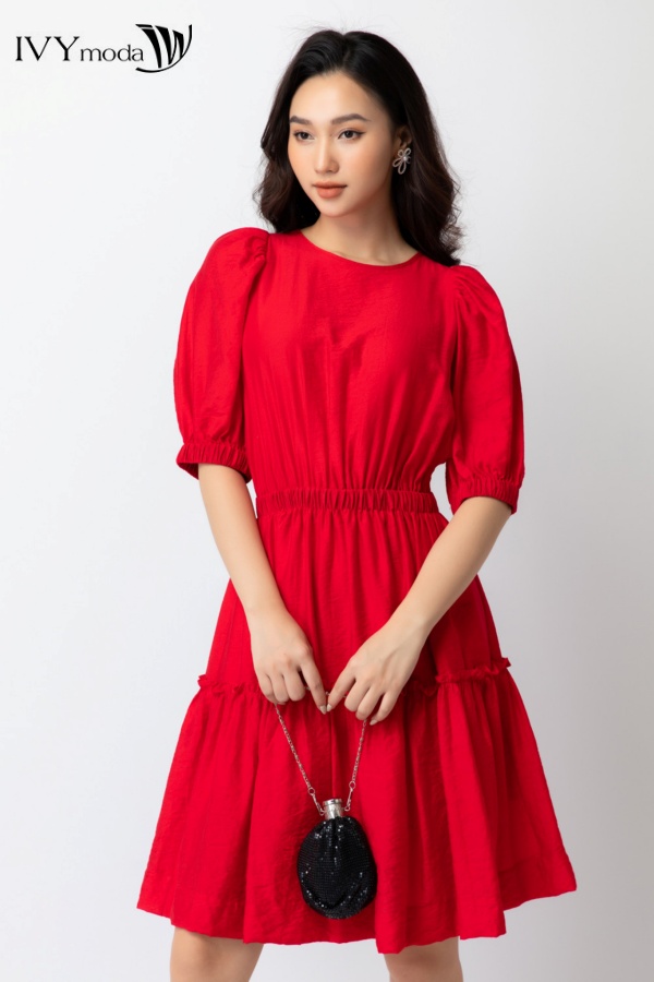Đầm xòe 2 lớp cổ tròn IVY moda MS 48B8622