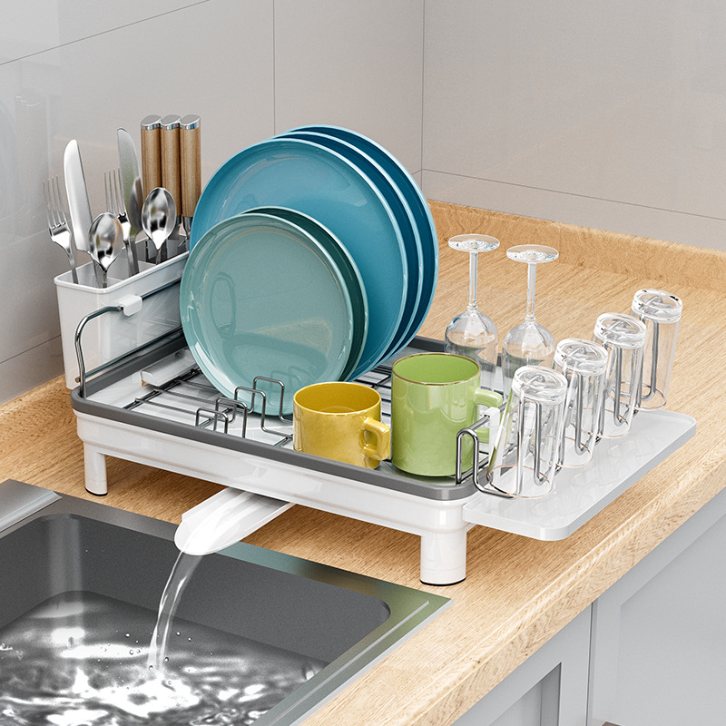 Kitchen 304 stainless steel dish draining household tableware drain basket tableware storage rack save space stainless steel