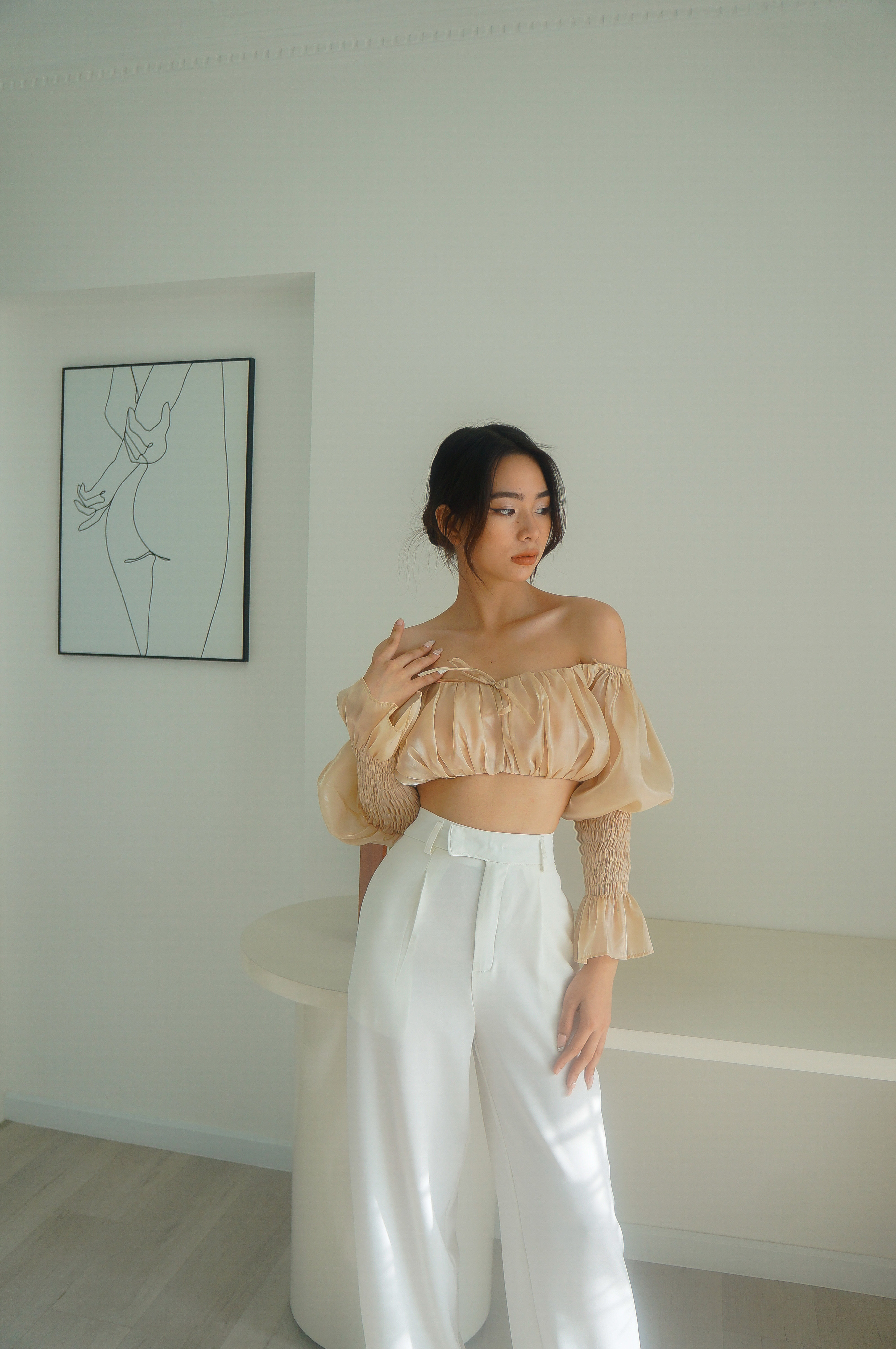 áo trễ vai tay phồng