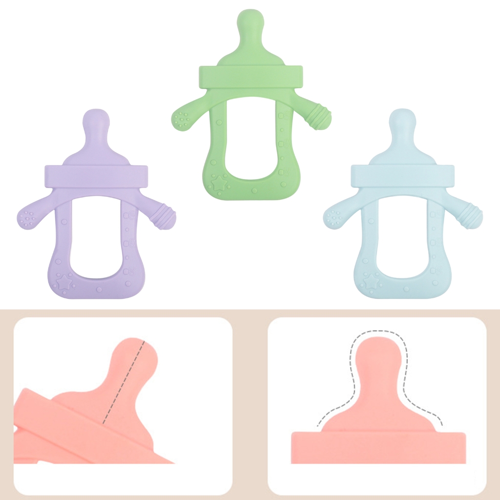 Mini Milk Bottle Teething Toy Baby Teether Necklace Pendant Pacifier Accessories