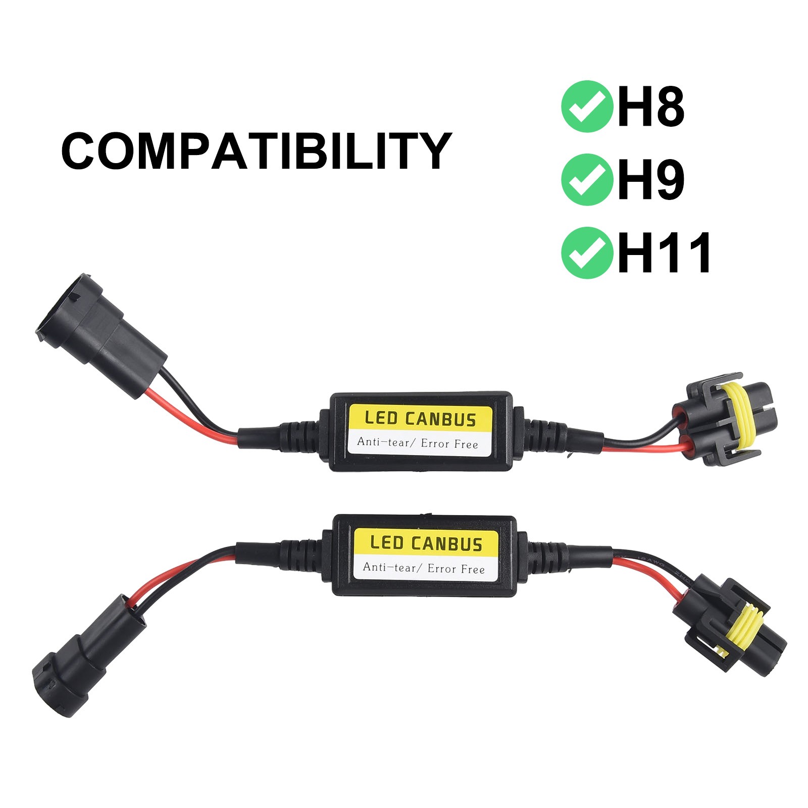 【Overauto】 2*LED H11 Headlight Canbus Error Free Anti Flicker Resistor-Canceller-Decoder