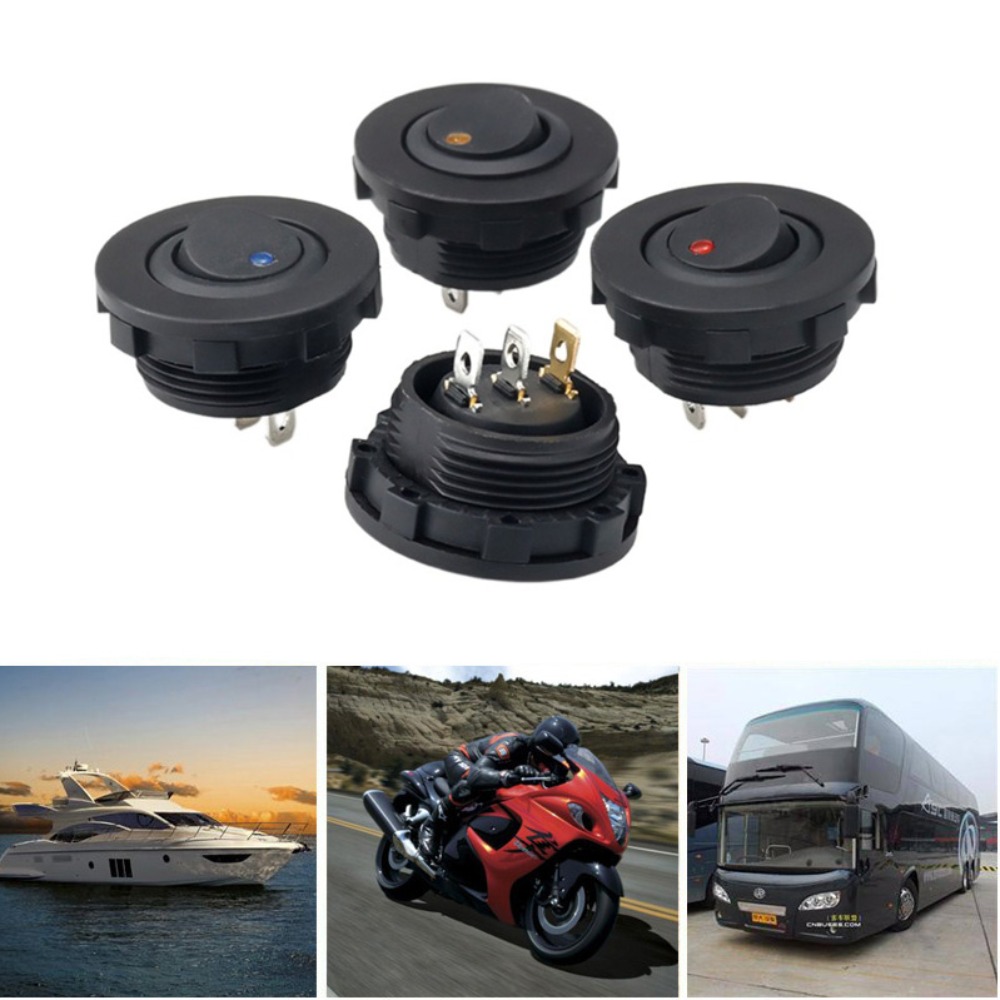 Universal 12V 20A/24V 10A Round Rocker Toggle 3 Pin SPST ON/OFF Switch ...