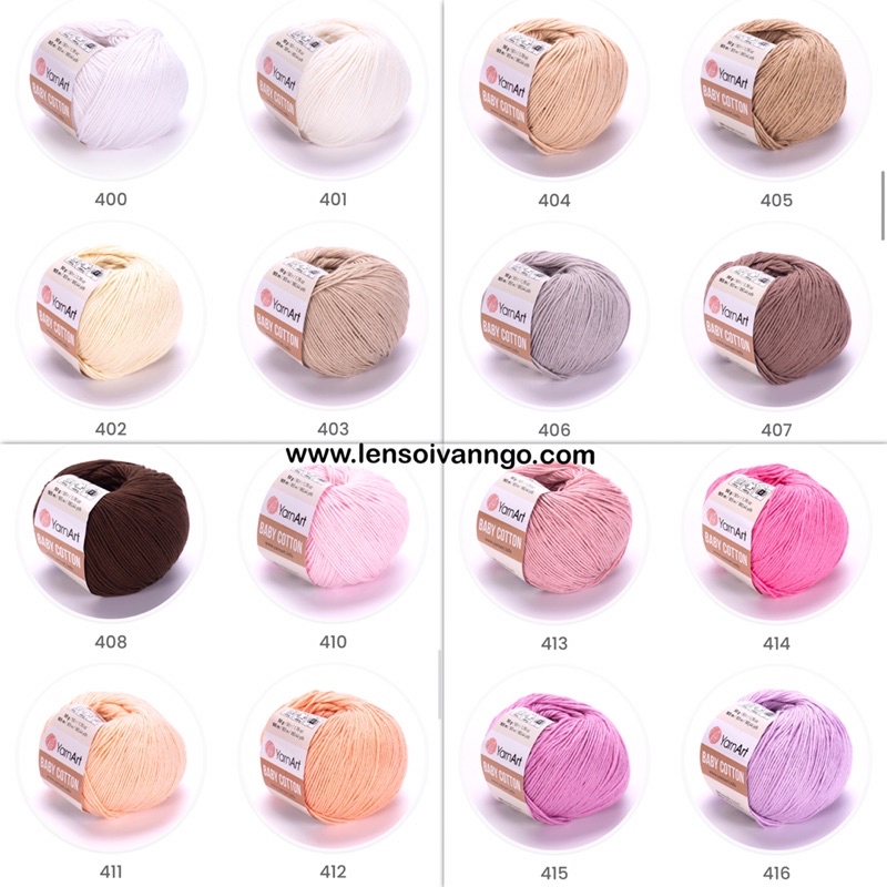 Len YarnArt Baby Cotton (Bảng màu 1) (cuộn 50gr)
