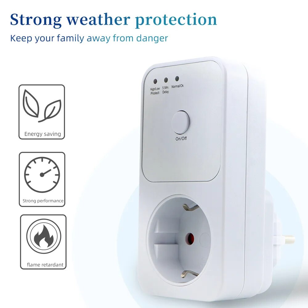 【Hottest Trends】 Automatic Voltage Protector Socket Switcher Vac 220v Power Surge Protector Eu Fr Uk Plug Socket Refrigerator Protect