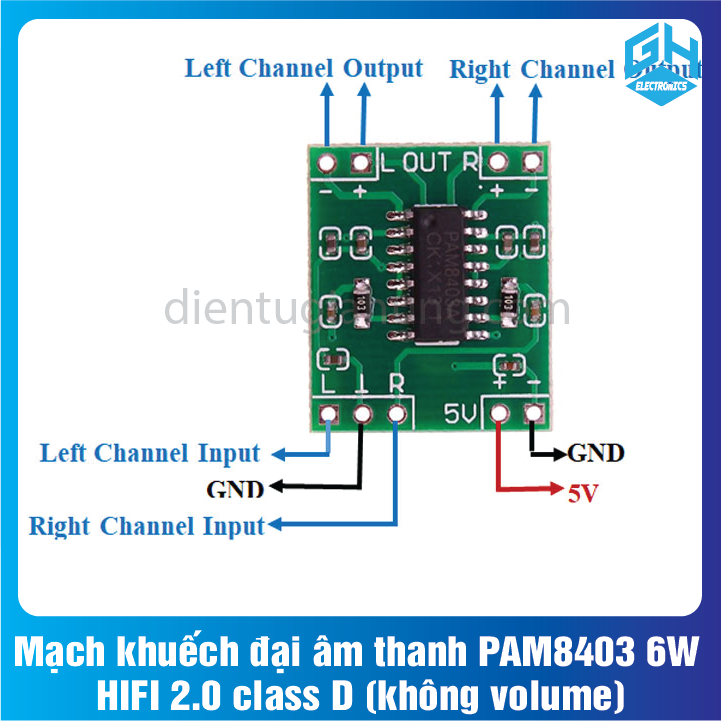 Mạch khuếch đại âm thanh PAM8403 6W HIFI 2.0 class D (không volume)