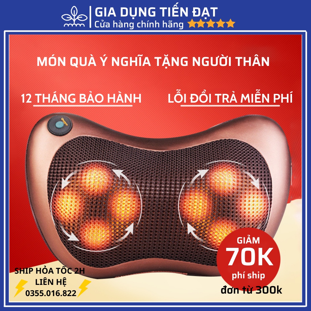 Gối massage đa năng Máy Matxa 8 bi hồng ngoại Nhật Bản LOẠI TỐT Gối masage hồng ngoại Cao Cấp Gối massage hồng ngoại 8 bi xoay 2 chiều. Giảm Đau Mỏi Vai Gáy Toàn Thân.