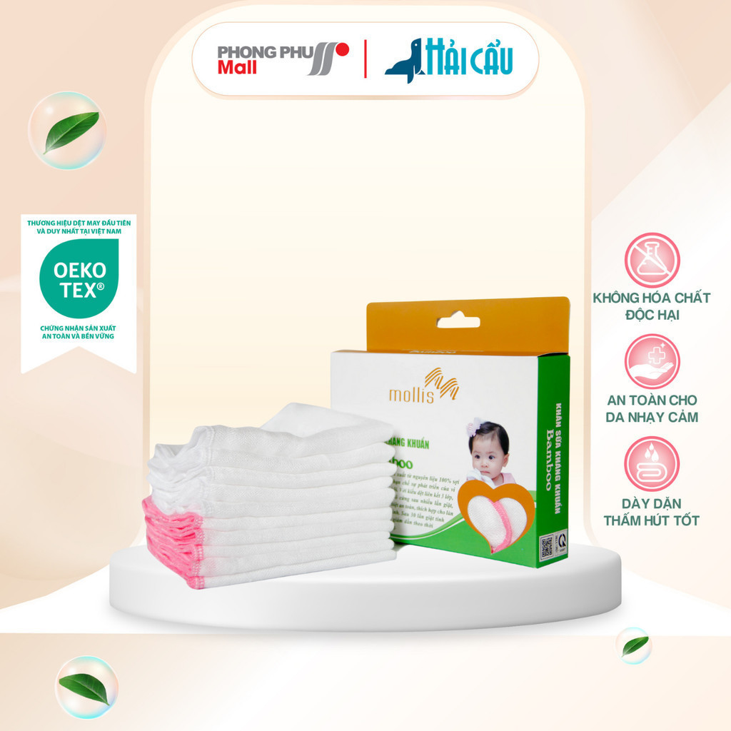 Bộ 10 Khăn Tay Sữa Mollis P940 25x25cm