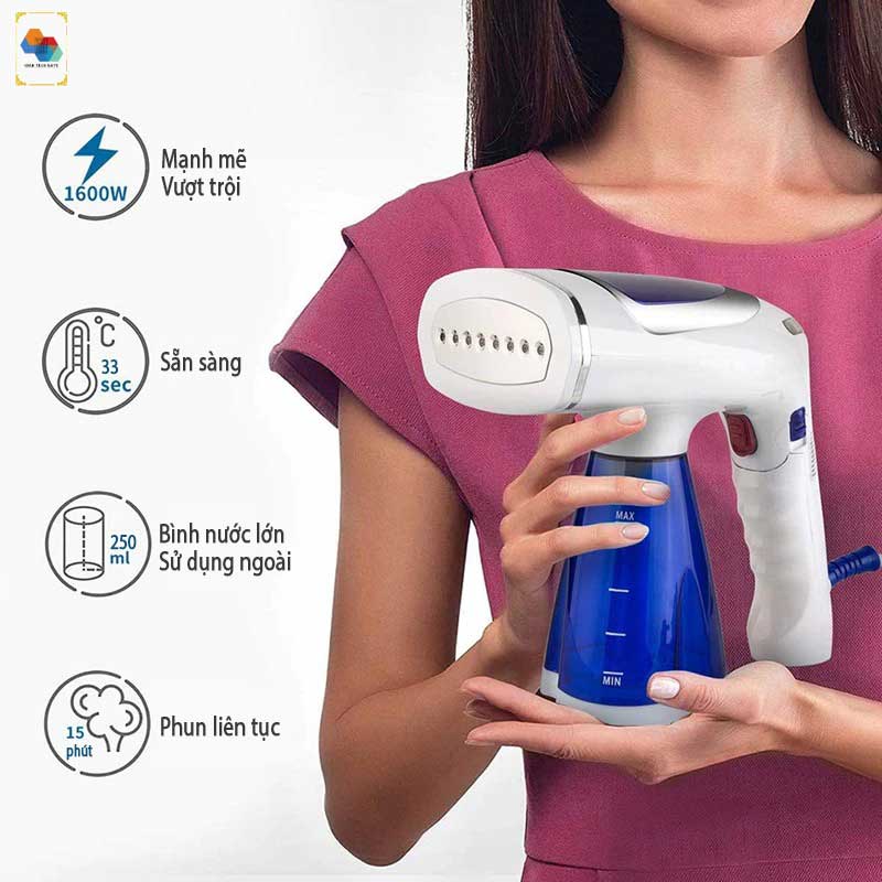 Bàn là hơi nước, máy ủi quần áo ASB-16 phiên bản đa năng 4 trong 1, ba cấp độ ủi với 1600W mạnh mẽ, gấp gọn tiện lợi sử dụng ở nhà hoặc công tác, du lịch, nạp nước ngoài tiện lợi