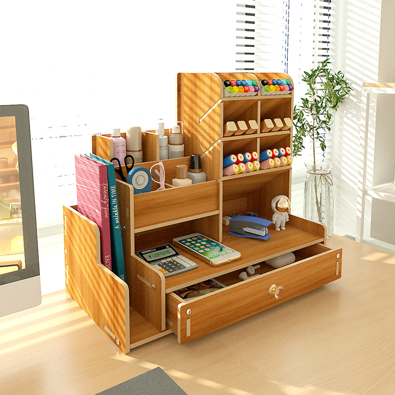 Large-capacity diagonal pen barrel, student desk, marker pen holder, children's desktop stationery, drawer-type pen holder storage box