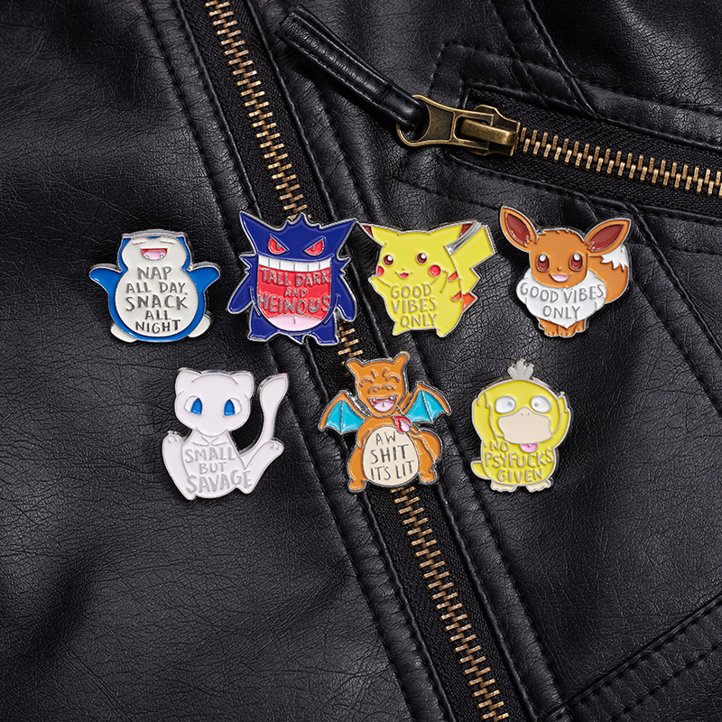 Huy Hiệu Ba lô Anime Pokémon trâm cài phủ men gengar Pikachu