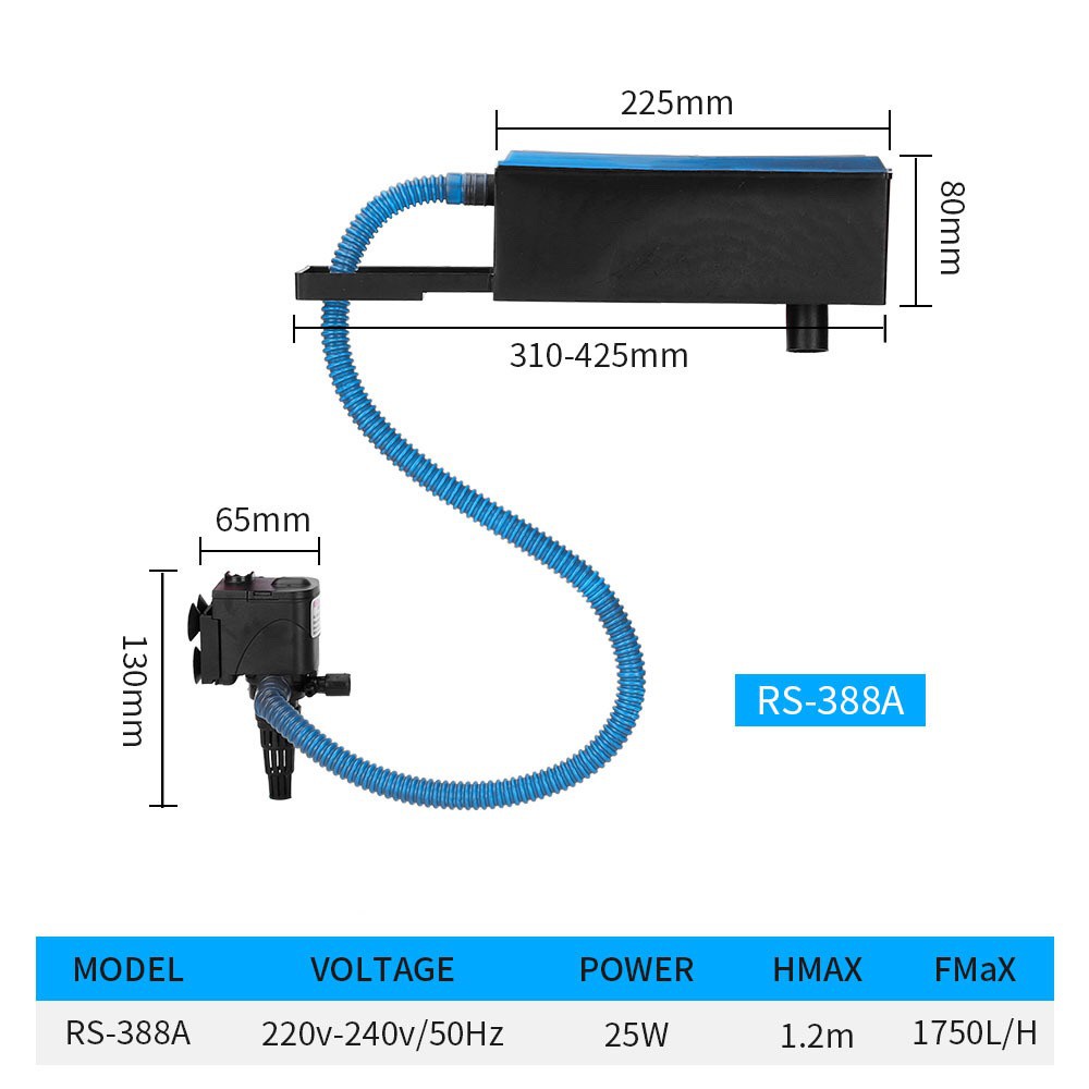 Bộ máy bơm lọc nước bể cá rs-088a / 188a / 288a / 388a . rain aqua