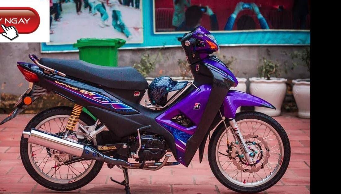 Tem trùm wave A tím pha nhiều màu, tem decal Wave ,tem xe, deccal xe