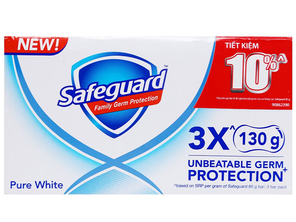 Set 6 xà bông cục - cục xà phòng Safeguard Pure White diệt khuẩn 130g/cục