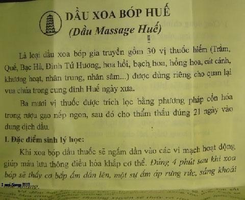 2 Dầu xoa bóp massage Huế ( 2 chai x 60ml , loại đặc biệt )