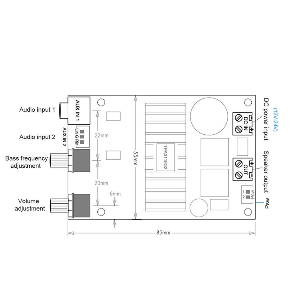 TPA3116 100W Subwoofer Amplifier Board Home Theater Mini Amp Audio ...