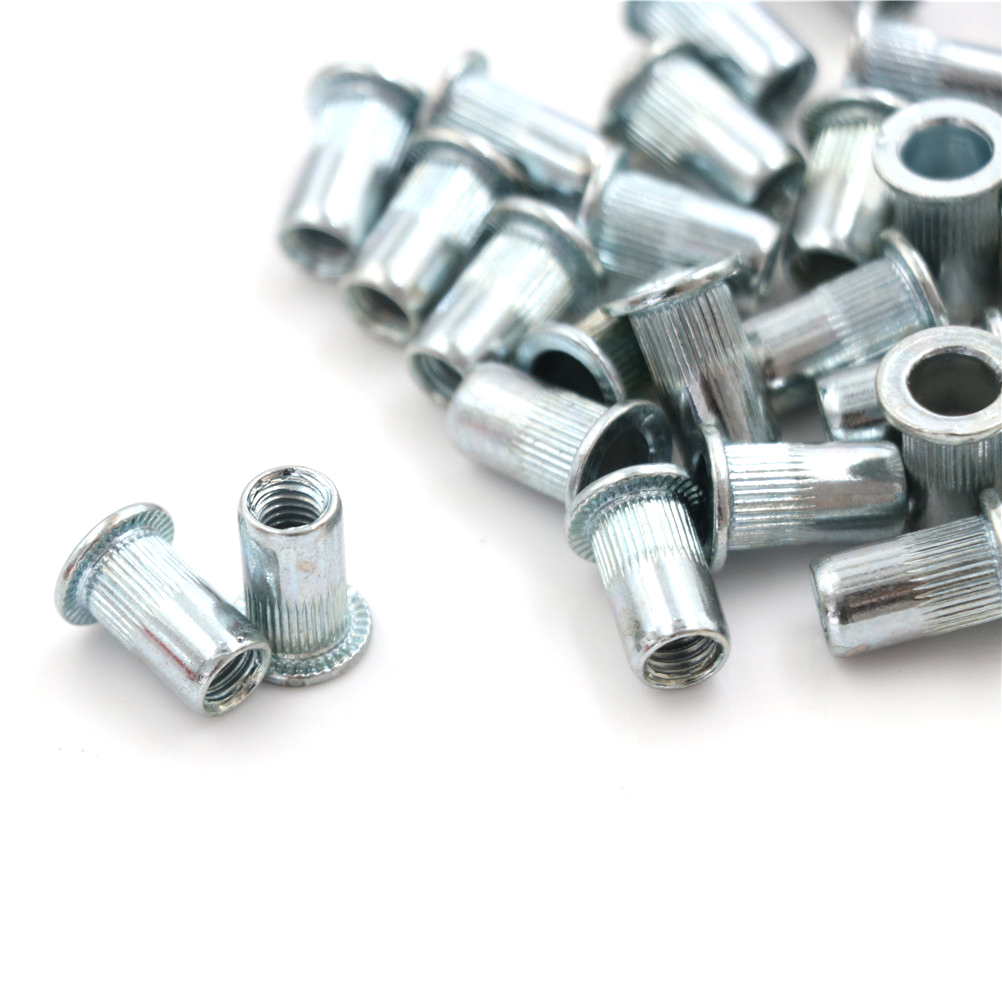 10 chiếc đai ốc đinh tán kẽm trắng Hợp kim Rivnut Đầu phẳng Đinh tán chèn đai ốc nắp đinh tán M3 M4 M5 M6 M8 M10 M12