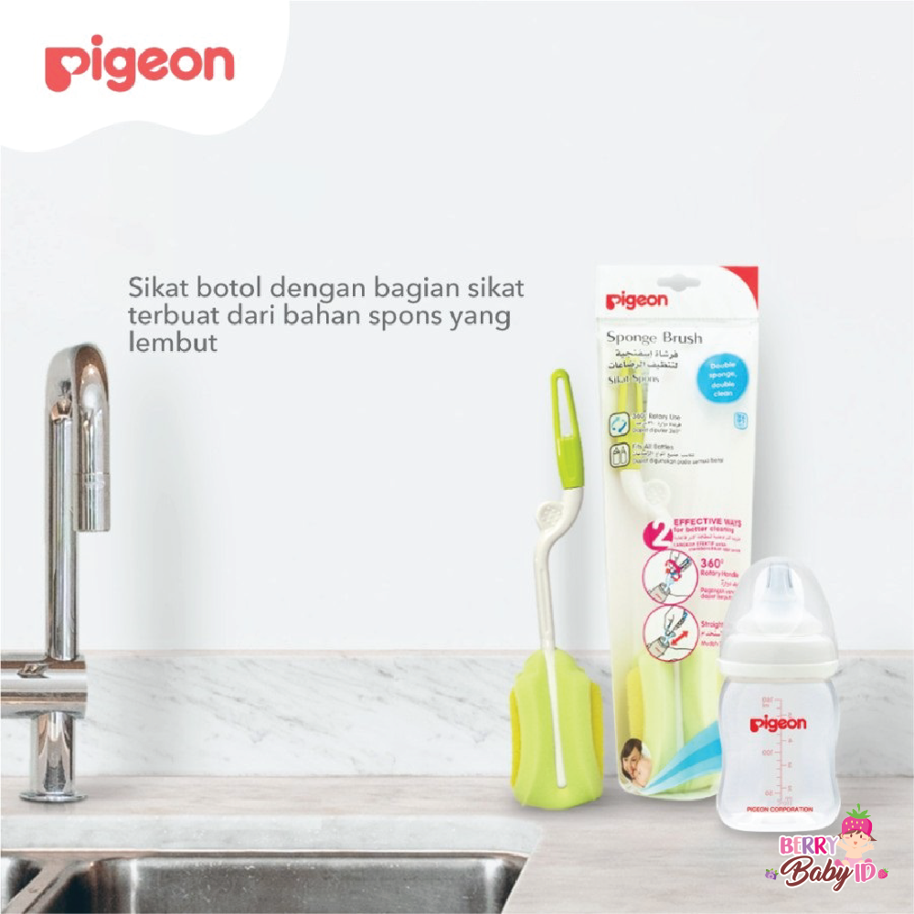 Pigeon Sponge Brush Sikat Busa Pembersih Botol Susu Bayi 360o