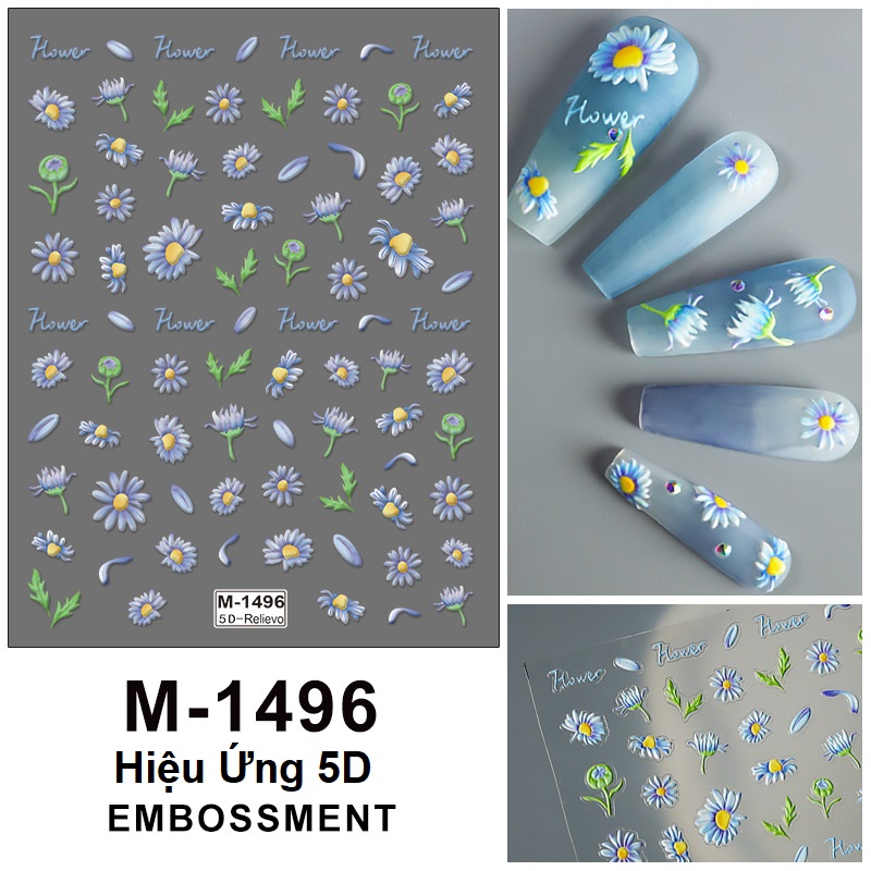 Sticker lụa nổi 5d | hoa tươi mùa xuân 2024 | hình dán móng tay