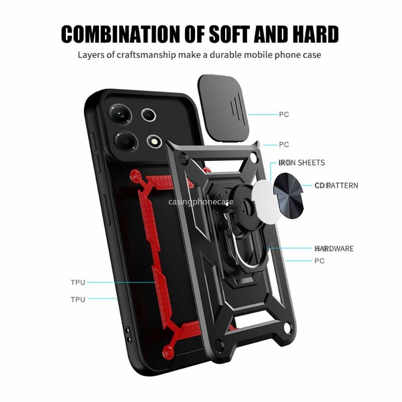 Armor Phone Case For Infinix Note 40 30 Pro Plus ProPlus Pro+ VIP 40Pro+ 30VIP 30Pro Note30 Note40 4G 5G 2023 2024 Casing Shockproof Ring Stand Holder Full Protect Soft Edge Anti Fall Back Cover