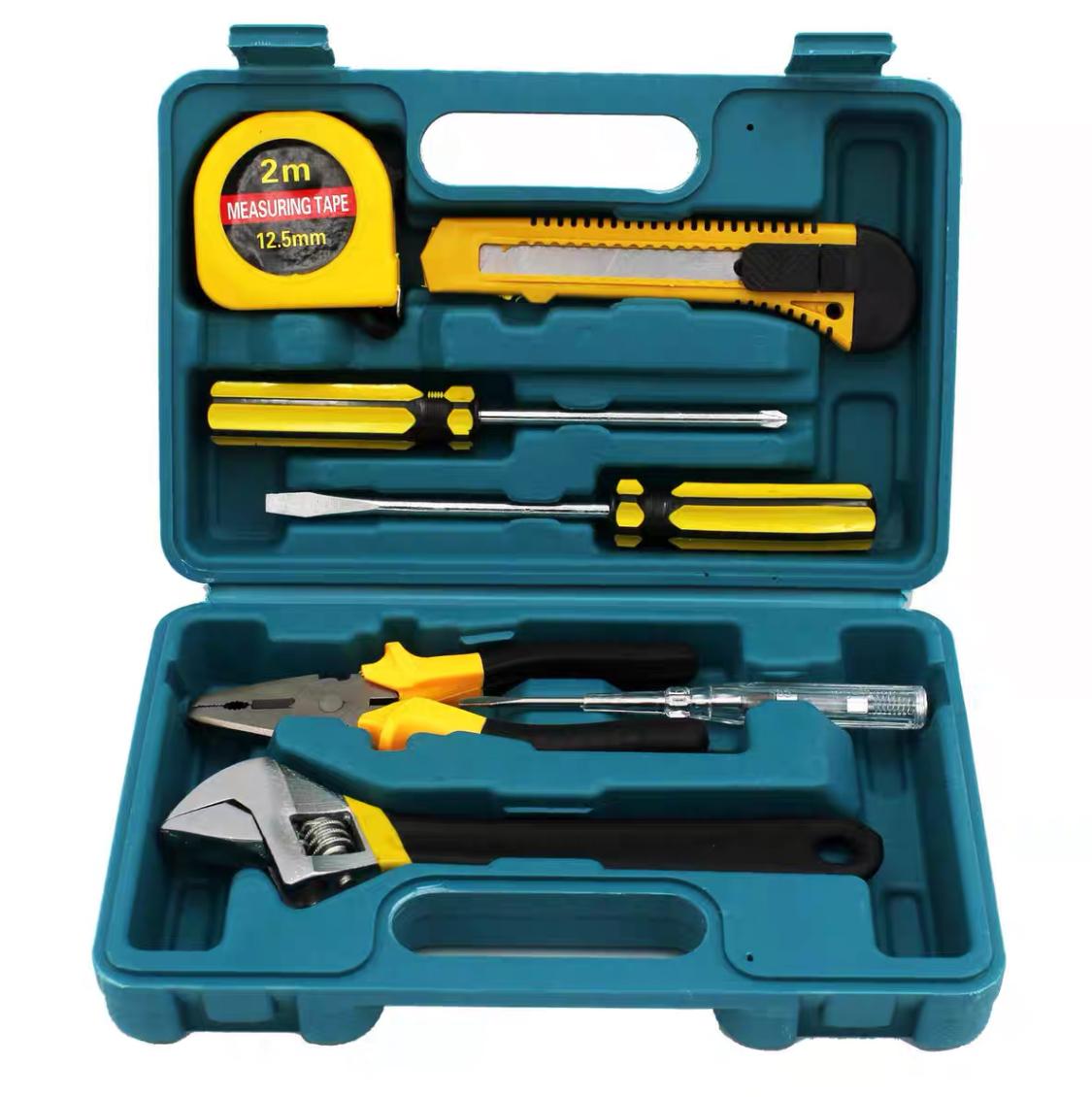 Complete 8-piece Tool Kit Professional Tool Box General Household Work Tool Box Repair Maintenance Metal Carpentry Tools