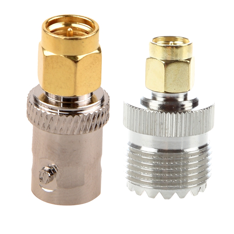 Gold Tone SMA Male To Silver Tone BNC Female Connector Adapter & UHF SO-239 F To SMA M Female Male Straight Coaxial Coupling Adapter Plug thumbnail